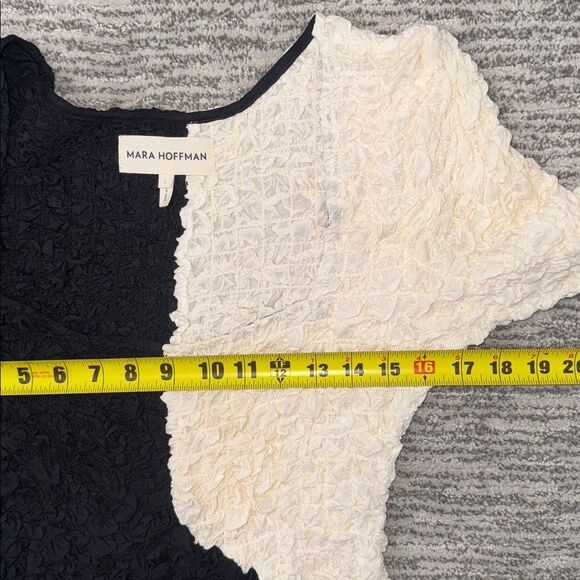 New Mara Hoffman Amy Popcorn Midi Dress Black/ Cream Large - Picture 11 of 16